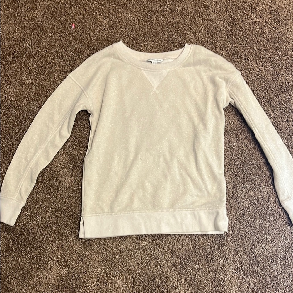 Women's American Eagle Cream and Sparkly Sweater